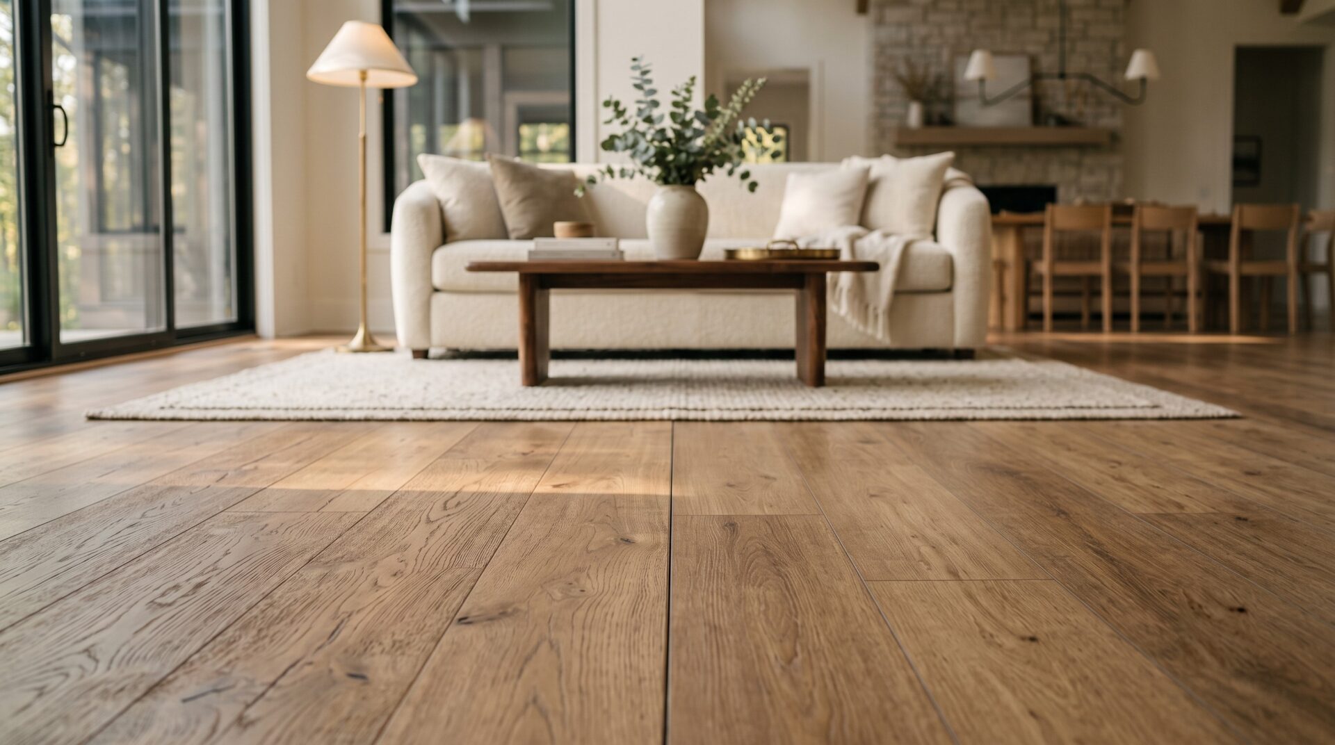 Wire-brushed hardwood vs LVP flooring comparison for pet households